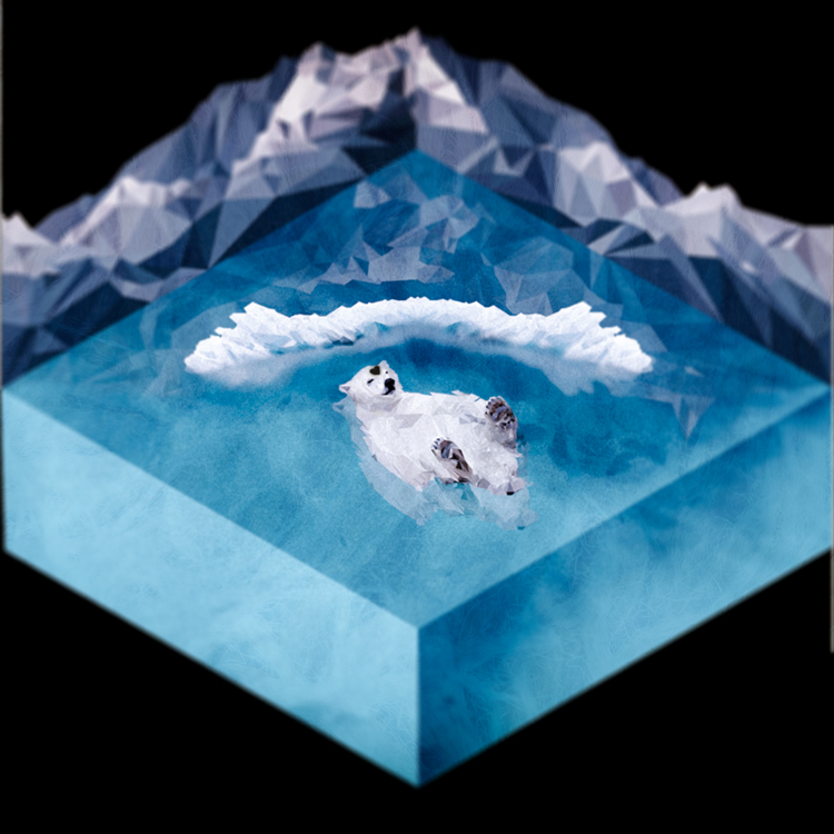 Ilustración de un oso sobre el hielo